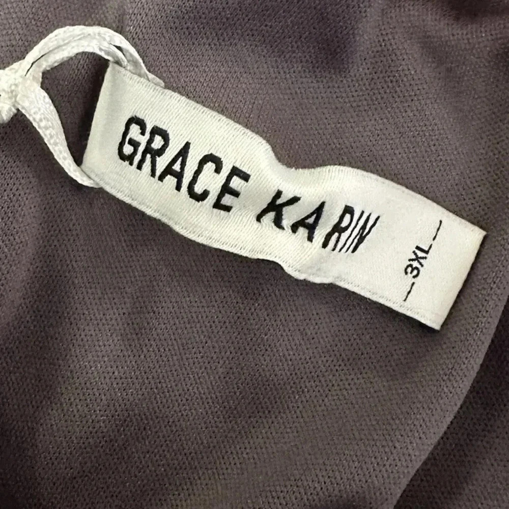 NWT Grace Karin Womens Gray Chiffon Split Sleeve Cocktail Dress Size 3XL - Picture 5 of 7